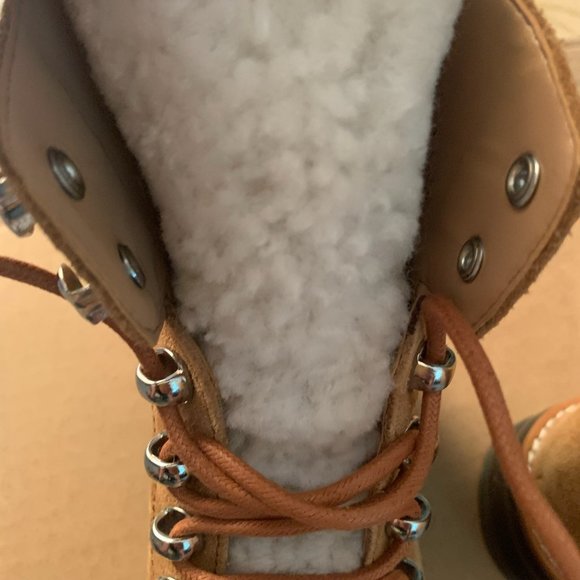 NEW MARC FISHER IZZIE LUGSOLE SUEDE LEATHER ANKLE BOOTS BROWN 6 - Picture 7 of 10